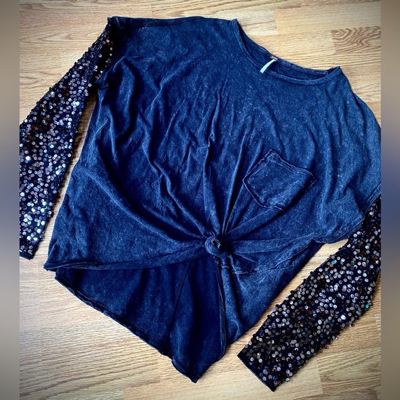 Free People Washed Sequin Shirt - Picture 2 of 4